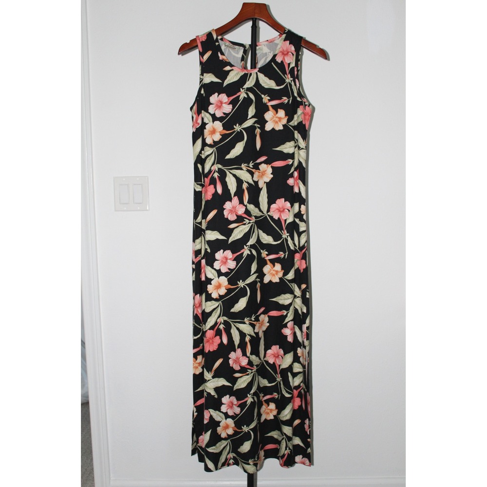 VTG Tommy Bahama 100% Silk Maxi Dress Women's XS Tropical Floral Sleeveless